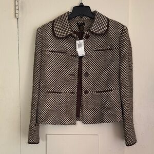 Elegant Brown Houndstooth Blazer
